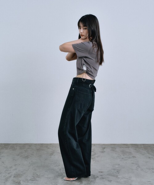 CODE A(コードエー)の「drawstring crop tee(Tシャツ/カットソー・レディース・グレー/ライトグレー/ホワイト・00)」の13枚目の写真
