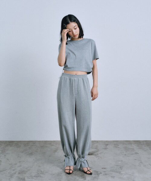 CODE A(コードエー)の「drawstring crop tee(Tシャツ/カットソー・レディース・グレー/ライトグレー/ホワイト・00)」の12枚目の写真