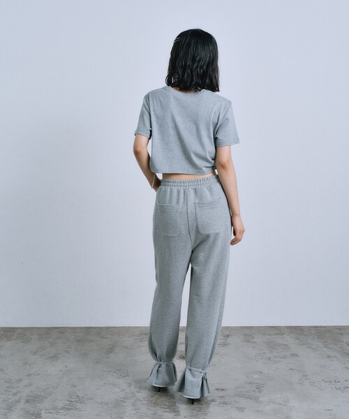 CODE A(コードエー)の「drawstring crop tee(Tシャツ/カットソー・レディース・グレー/ライトグレー/ホワイト・00)」の7枚目の写真