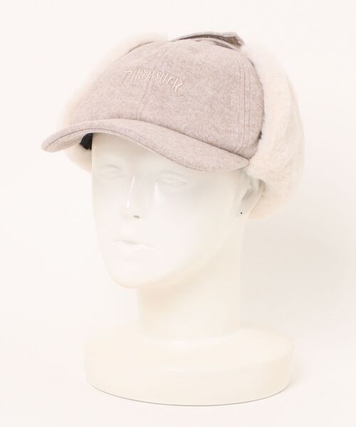 THRASHER（スラッシャー）の「THRASHER/スラッシャー キャップ ボア付きフライトキャップ 25TH-C55（キャップ・メンズ・オートミール/ブラック/ベージュ・FREE）」の5枚目の写真