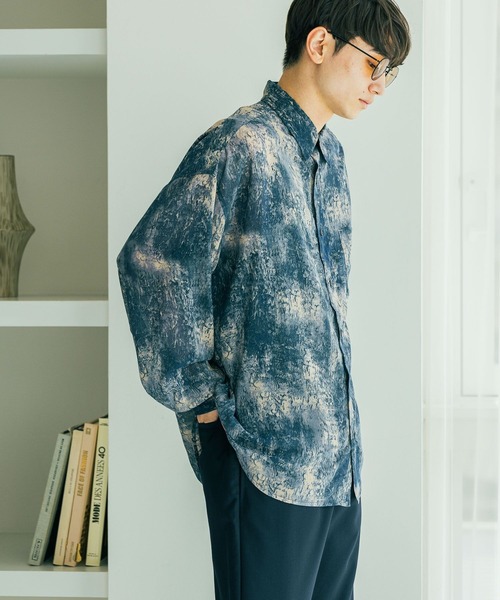 LAKOLE(ラコレ)の「シアー柄長袖シャツ / 583348(シャツ/ブラウス・メンズ・ネイビー/グリーン/ベージュ/ブラック・FREE)」の4枚目の写真