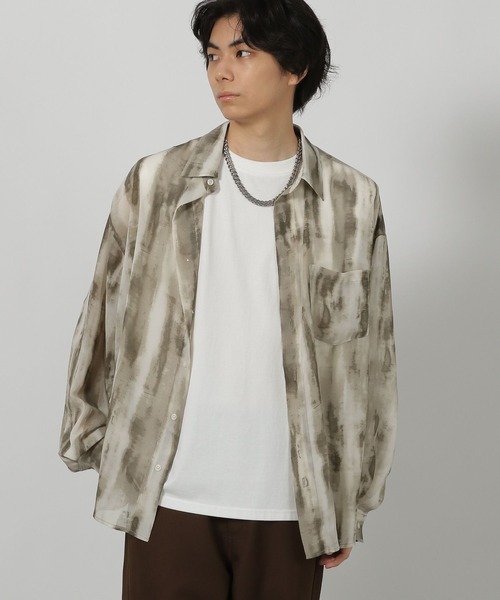 LAKOLE(ラコレ)の「シアー柄長袖シャツ / 583348(シャツ/ブラウス・メンズ・ネイビー/グリーン/ベージュ/ブラック・FREE)」の7枚目の写真