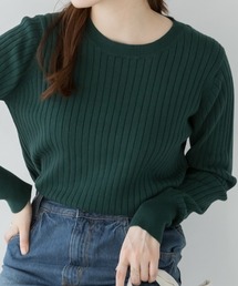 ラウンドネックリブニット