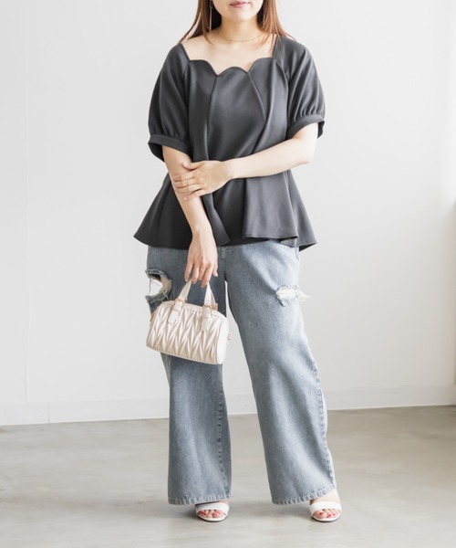 CLETTE(クレット)の「CLETTEオリジナルスカラップ襟フレアプルオーバ―(Tシャツ/カットソー・レディース・ピンク/ブルー/チャコールグレー・LL/3L/4L)」の10枚目の写真