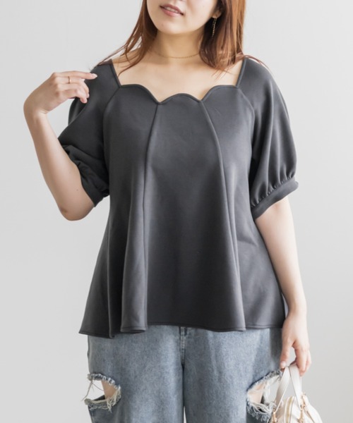CLETTE(クレット)の「CLETTEオリジナルスカラップ襟フレアプルオーバ―(Tシャツ/カットソー・レディース・ピンク/ブルー/チャコールグレー・LL/3L/4L)」の8枚目の写真