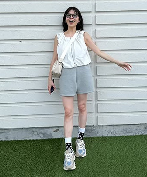 VENCEEXCHANGE（ヴァンスエクスチェンジ）の「【VENCE by ぷーさん】ダンボール ショートパンツ（その他パンツ・レディース・ブラック/杢グレー・S/M）」の2枚目の写真