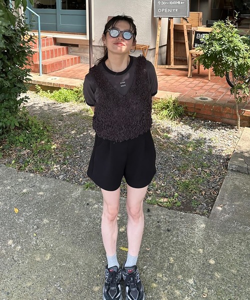 VENCEEXCHANGE（ヴァンスエクスチェンジ）の「【VENCE by ぷーさん】ダンボール ショートパンツ（その他パンツ・レディース・ブラック/杢グレー・S/M）」の7枚目の写真