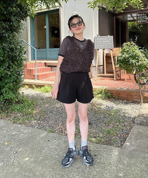 VENCEEXCHANGE（ヴァンスエクスチェンジ）の「【VENCE by ぷーさん】ダンボール ショートパンツ（その他パンツ・レディース・ブラック/杢グレー・S/M）」の9枚目の写真