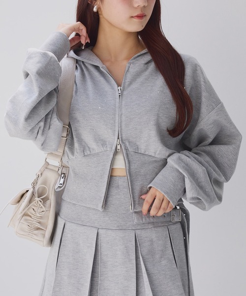 ✮⋆*新品未開封 サンサンギア ジップアップパーカー nctwish グレー one after another NICE CLAUP パーカー 「セットアップ対応」ビジュー