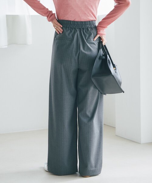 La boutique BonBon（ラブティックボンボン）の「【セットアップ可】ストライプワイドパンツ（スラックス・レディース・チャコールグレー/ライトグレー・FREE）」の8枚目の写真