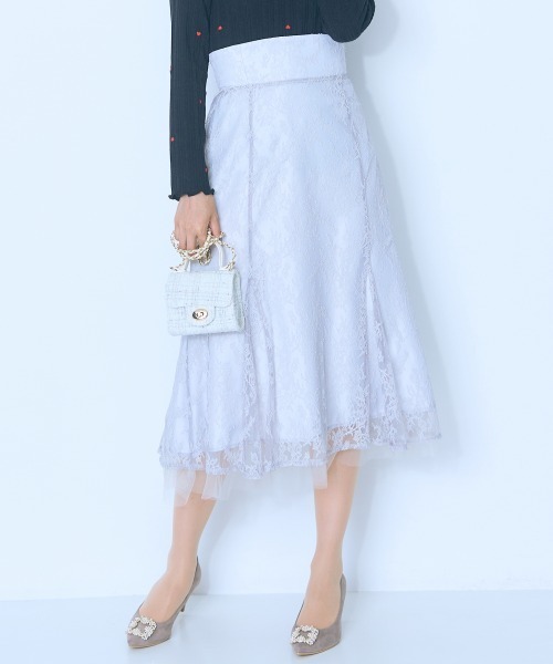 marun(マルン)の「<大きいサイズ>バック編み上げレースマーメイドスカート marun(スカート・レディース・ブラック/グレー・L/LL/3L/4L/5L)」の1枚目の写真