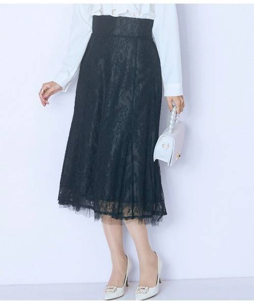 marun(マルン)の「<大きいサイズ>バック編み上げレースマーメイドスカート marun(スカート・レディース・ブラック/グレー・L/LL/3L/4L/5L)」の2枚目の写真