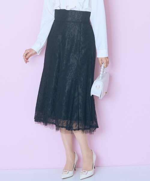 marun(マルン)の「<大きいサイズ>バック編み上げレースマーメイドスカート marun(スカート・レディース・ブラック/グレー・L/LL/3L/4L/5L)」の3枚目の写真