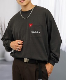 Candlestick（キャンドルスティック）の「刺繍 長袖 Tシャツ ハート 黒猫 バルーン グラフィック Tシャツ（Tシャツ/カットソー）」