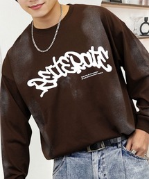 L'atelier（ラトリエ）の「刺繍 長袖 Tシャツ ハート 黒猫 バルーン グラフィック Tシャツ（Tシャツ/カットソー）」