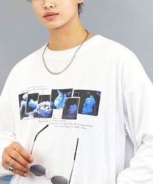 刺繍 長袖 Tシャツ ハート 黒猫 バルーン グラフィック Tシャツ
