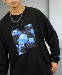 L'atelier(ラトリエ)の刺繍 長袖 Tシャツ ハート 黒猫 バルーン グラフィック Tシャツ(Tシャツ/カットソー)