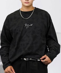 刺繍 長袖 Tシャツ ハート 黒猫 バルーン グラフィック Tシャツ