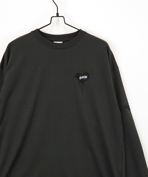 ON ウェア長袖Tシャツ ブラック・グラデーション海外Ｍサイズ 長袖 オーバーサイズド コットン Tシャツ Tagging ブラック