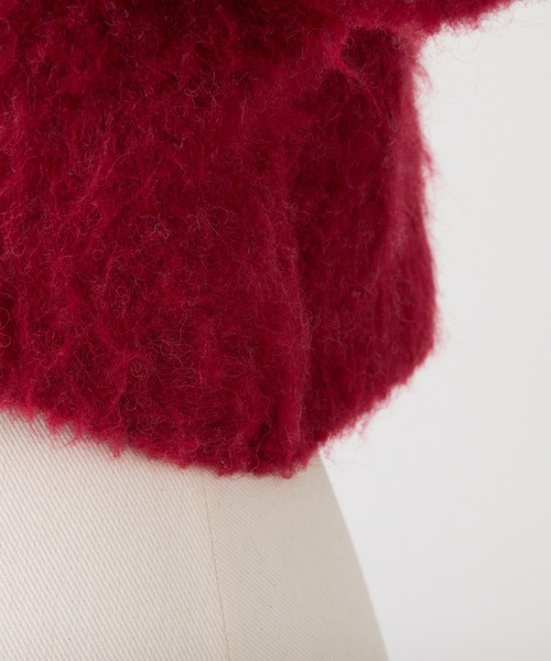 Seemi. byNICECLAUP（ シーミーバイナイスクラップ）の「【Seemi.】ブローチ付きニットショートカーディガン（カーディガン/ボレロ・レディース・レッド/グレー×ピンク/オフホワイト・FREE）」の20枚目の写真