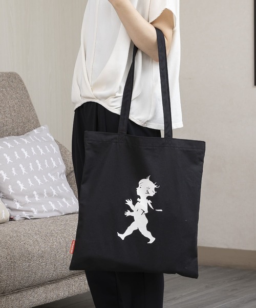 SOLSTICKAN DESIGN(ソルスティッカンデザイン)の「SOLSTICKAN コットンバック(トートバッグ・レディース・ブラック/グリーン・42cm)」の6枚目の写真