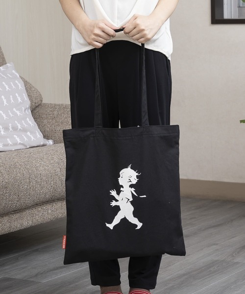 SOLSTICKAN DESIGN(ソルスティッカンデザイン)の「SOLSTICKAN コットンバック(トートバッグ・レディース・ブラック/グリーン・42cm)」の7枚目の写真