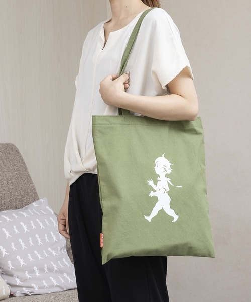 SOLSTICKAN DESIGN(ソルスティッカンデザイン)の「SOLSTICKAN コットンバック(トートバッグ・レディース・ブラック/グリーン・42cm)」の8枚目の写真