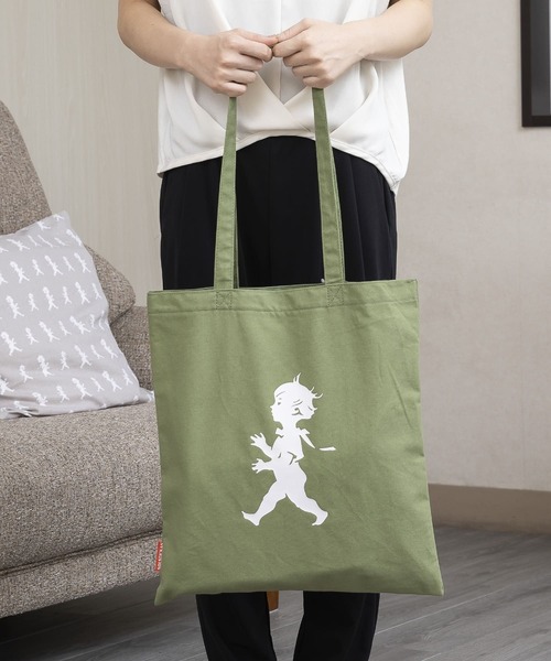 SOLSTICKAN DESIGN(ソルスティッカンデザイン)の「SOLSTICKAN コットンバック(トートバッグ・レディース・ブラック/グリーン・42cm)」の10枚目の写真
