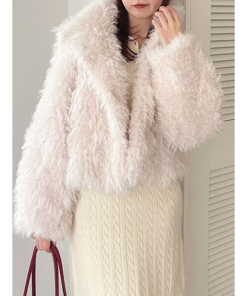 dazzlin（ダズリン）の「カールエコファーブルゾン（ブルゾン・レディース・ブルー/ピンク/チャコールグレー/アイボリー/ブラウン・FREE）」の5枚目の写真