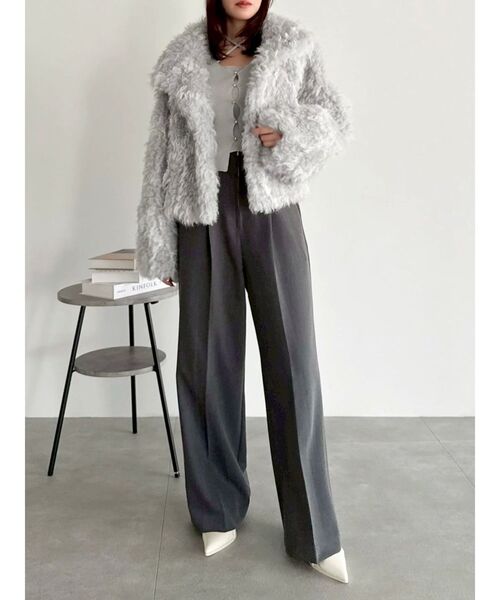 dazzlin襟ファー付ガーリーコート カールエコファーブルゾン（ブルゾン