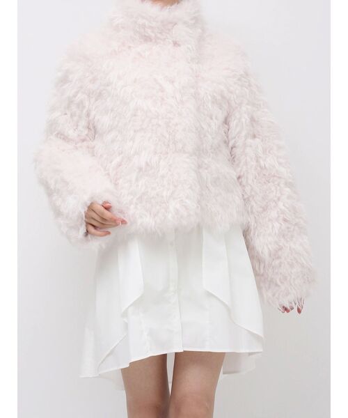 dazzlin（ダズリン）の「カールエコファーブルゾン（ブルゾン・レディース・ブルー/ピンク/チャコールグレー/アイボリー/ブラウン・FREE）」の6枚目の写真