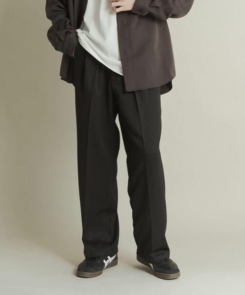 セール】ウールライクダブルタックワイドパンツ（スラックス）｜SENSE