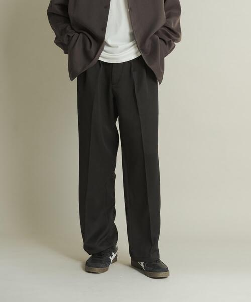 セール】ウールライクダブルタックワイドパンツ（スラックス）｜SENSE