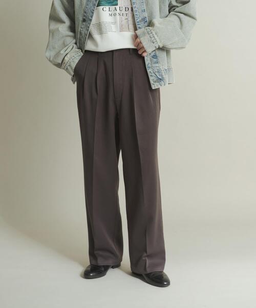 SENSE OF PLACE by URBAN RESEARCH（センスオブプレイスバイアーバンリサーチ）の「ウールライクダブルタックワイドパンツ（その他パンツ・メンズ・ネイビー/チャコールグレー/ブラック/ライトベージュ・SMALL/MEDIUM/LARGE）」の16枚目の写真