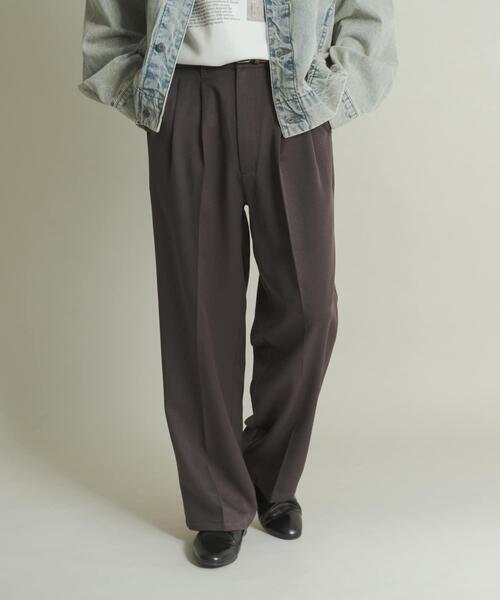 セール】ウールライクダブルタックワイドパンツ（その他パンツ