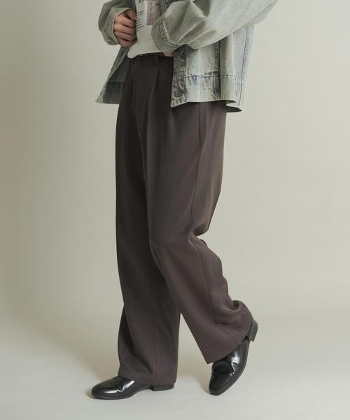 SENSE OF PLACE by URBAN RESEARCH（センスオブプレイスバイアーバンリサーチ）の「ウールライクダブルタックワイドパンツ（その他パンツ・メンズ・ネイビー/チャコールグレー/ブラック/ライトベージュ・SMALL/MEDIUM/LARGE）」の19枚目の写真