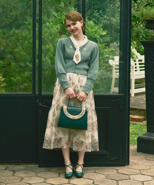 an another angelus（アンアナザーアンジェラス）の「サークルフラップ刺繍台形バッグ/fint フィント（ハンドバッグ・レディース・ブルーグリーン/ブラック・FREE）」の3枚目の写真