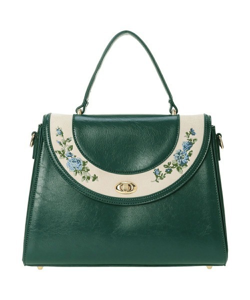 an another angelus（アンアナザーアンジェラス）の「サークルフラップ刺繍台形バッグ/fint フィント（ハンドバッグ・レディース・ブルーグリーン/ブラック・FREE）」の11枚目の写真