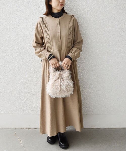 SHIPS Colors:〈手洗い可能〉プリーツ デザイン ロングスリーブ