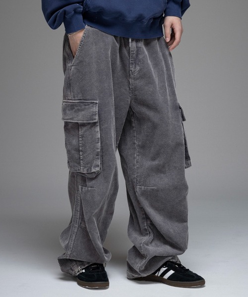 ILL'S（イルズ）の「AW バレル グランジ風洗い コーデュロイ カーゴパンツ ユニセックス 【ILL'S】（カーゴパンツ・メンズ・ブラック/ブラウン/グレー・L/M）」の2枚目の写真