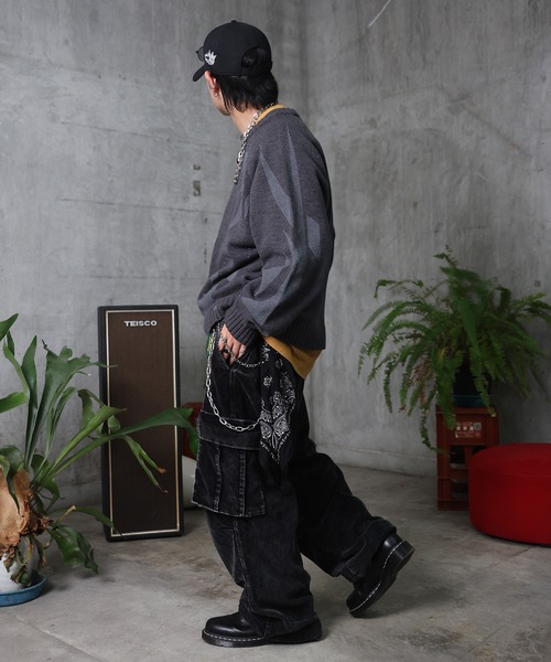 ILL'S（イルズ）の「AW バレル グランジ風洗い コーデュロイ カーゴパンツ ユニセックス 【ILL'S】（カーゴパンツ・メンズ・ブラック/ブラウン/グレー・L/M）」の5枚目の写真