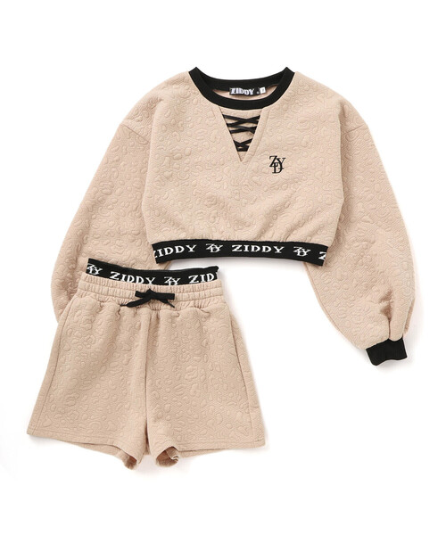 ZIDDY（ジディ）の「膨れジャガードトレーナー＆ショートパンツセット(130~160cm)（セットアップ・キッズ・ベージュ/ブラック・150cm/FREE/130cm/140cm）」の12枚目の写真