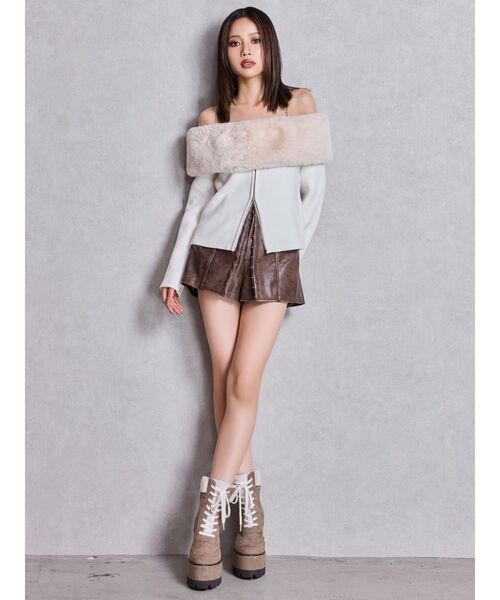 GYDA（ジェイダ）の「フェイクレザーレイヤーショートパンツ（その他パンツ・レディース・ブラウン/ブラック/アイボリー・FREE）」の16枚目の写真