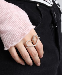 Vini（ヴィニ）の「ハート ダブル フィンガー リング　2連リング ( フリーサイズ )（リング）」