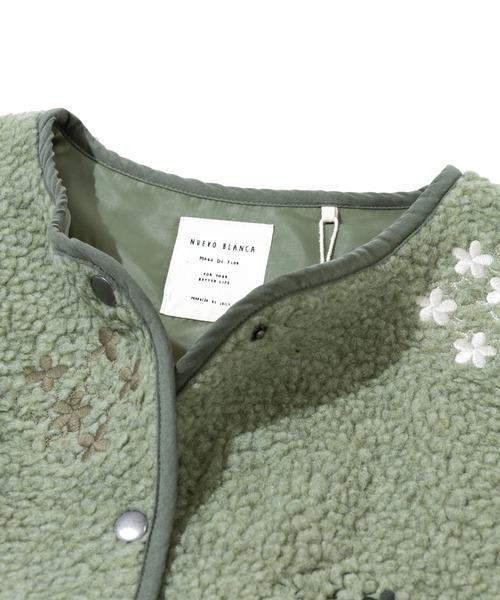 go slow caravan（ゴースローキャラバン）の「NUEVO BLANCA/ヌエヴォブランカ　フラワードット刺繍 ボアベスト（ベスト・レディース・ミント/ベージュ・FREE）」の3枚目の写真