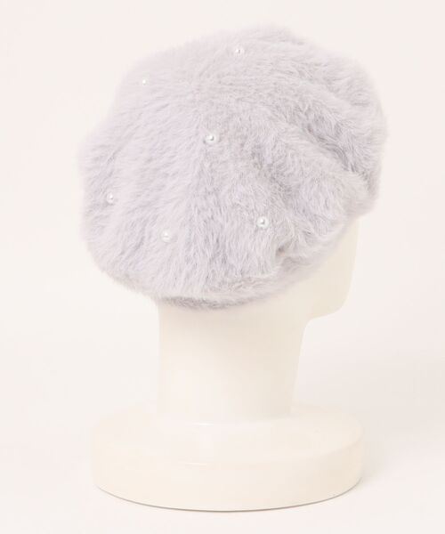 Honeys（ハニーズ）の「パール付シャギーベレー帽（ハンチング/ベレー帽・レディース・モカ/ライトグレー/アイボリー・FREE）」の4枚目の写真