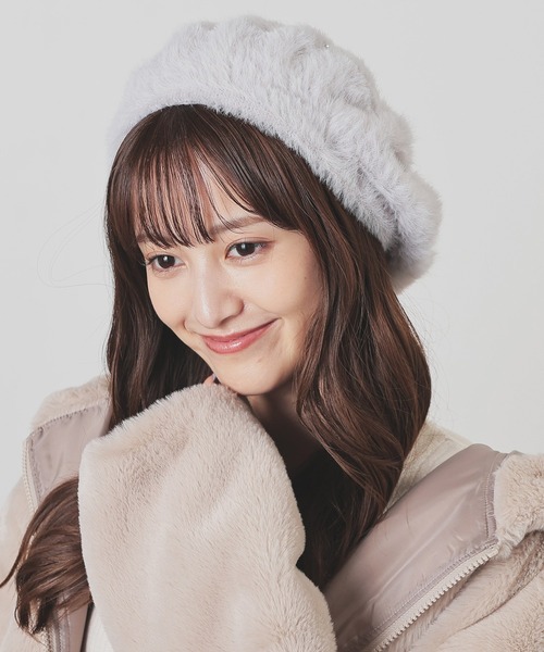 パール付シャギーベレー帽（ハンチング/ベレー帽）｜Honeys（ハニーズ