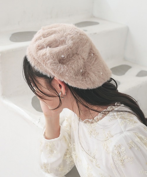 Honeys（ハニーズ）の「パール付シャギーベレー帽（ハンチング/ベレー帽・レディース・モカ/ライトグレー/アイボリー・FREE）」の22枚目の写真