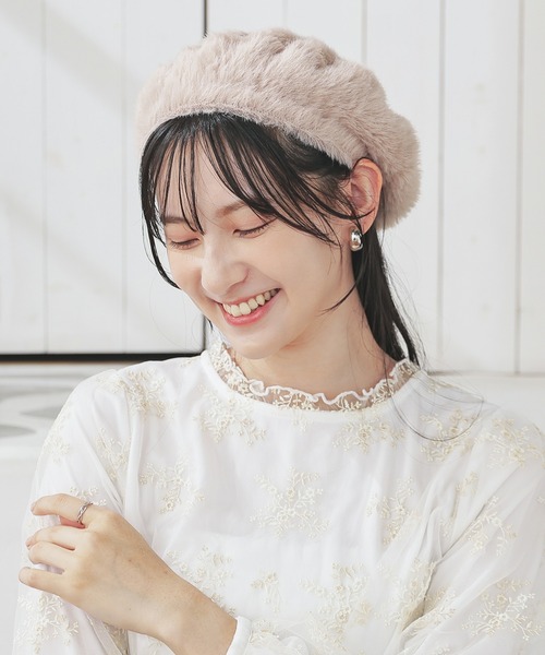 Honeys（ハニーズ）の「パール付シャギーベレー帽（ハンチング/ベレー帽・レディース・モカ/ライトグレー/アイボリー・FREE）」の21枚目の写真