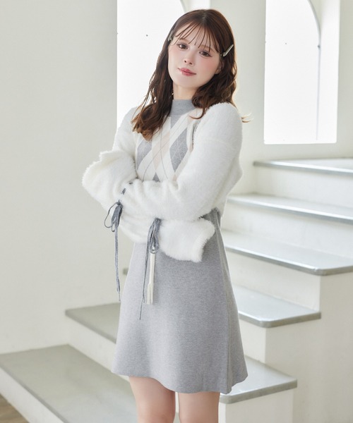 one after another NICE CLAUP（ワンアフターアナザーナイスクラップ）の「ニットセットアーガイルワンピース（ワンピース・レディース・グレー系その他/ブラウン系その他/ブラック系その他・FREE）」の12枚目の写真